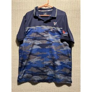 Puma Polo Shirt Men's Large Blue Camo Volition Dry Cell Golf USA Patriotic